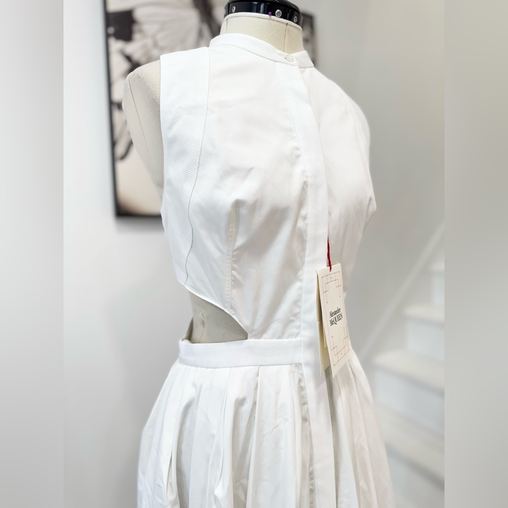 Alexander McQueen Cutout Poplin Midi Dress White XL - Picture 9 of 16